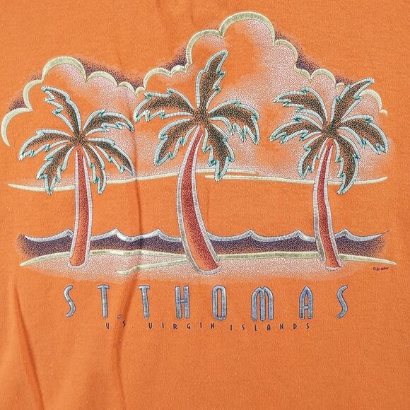 Super T's Men's St. Thomas U.S. Virgin Islands Henley Shirt Orange XL Pockets - Picture 3 of 16
